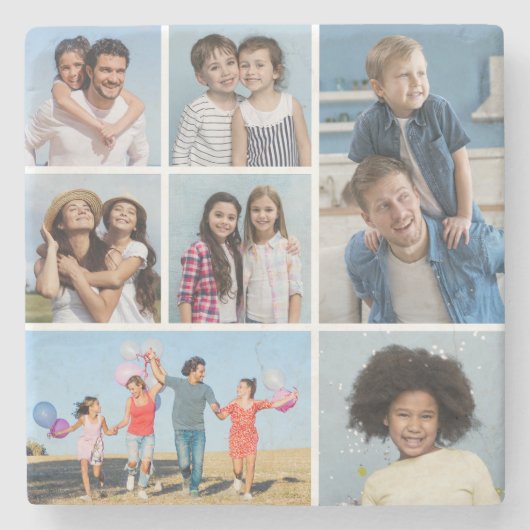 独自の7つのフォトコラージュを作成 ストーンコースター (正面)