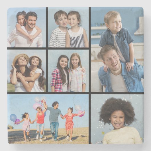 独自の7つのフォトコラージュを作成 ストーンコースター (正面)