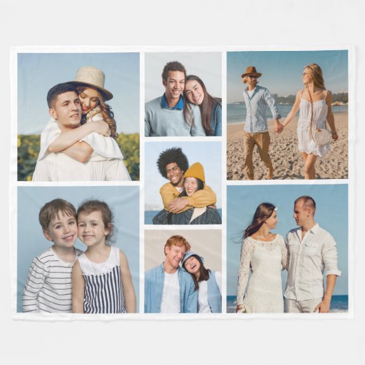 独自の7つのフォトコラージュを作成 フリースブランケット (正面(横))