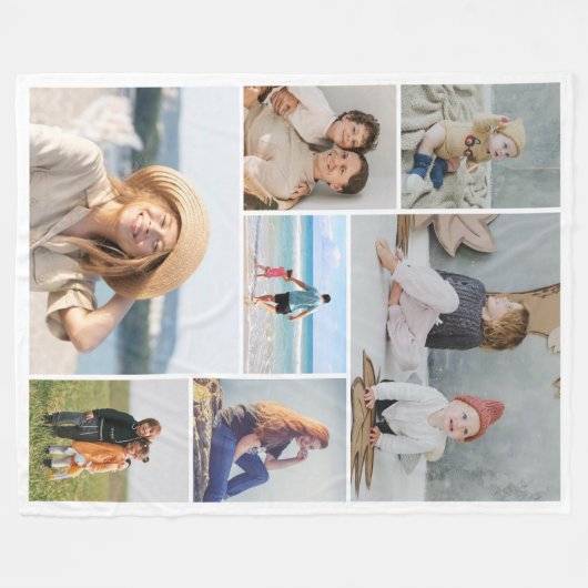 独自の7つのフォトコラージュを作成 フリースブランケット (正面(横))