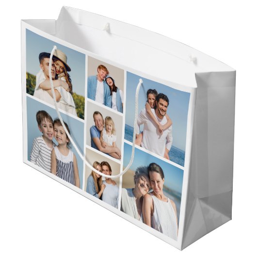 独自の7つのフォトコラージュを作成 ラージペーパーバッグ (裏面アングル)