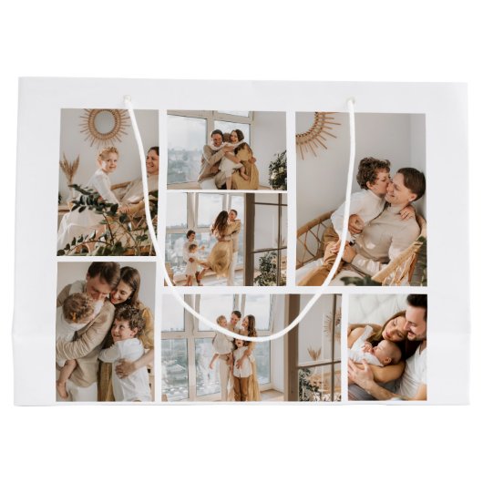 独自の7つのフォトコラージュを作成 ラージペーパーバッグ (裏面)