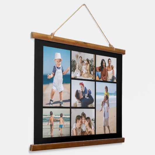 独自の7つのフォトコラージュを作成 吊り下げ型タペストリー (傾斜あり)