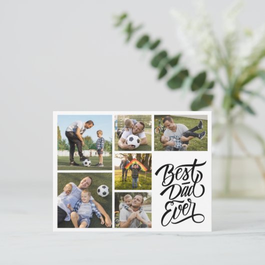 独自の7つのフォトコラージュ最高のパパを作成 ポストカード (スタンド正面)