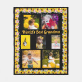 独自の7フォトワールドのおばあちゃん最高のフローラを作成 フリースブランケット (正面)