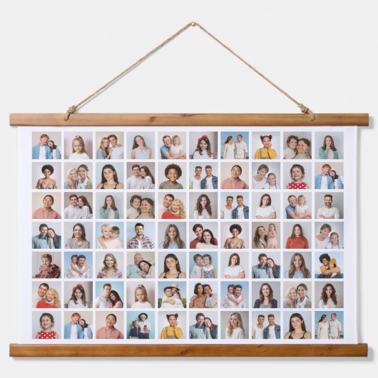 独自の70フォトコラージュを作成 吊り下げ型タペストリー (正面)