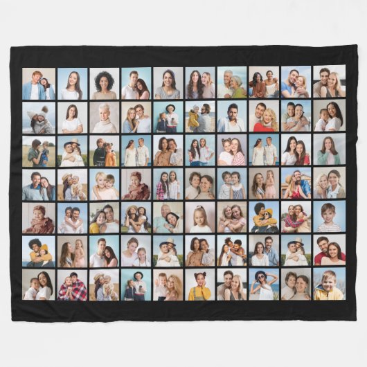 独自の70フォトコラージュ編集可能カラーを作成 フリースブランケット (正面(横))