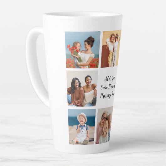 独自の8つのフォトコラージュを作成するあいさつ文を追加 カフェラテマグ (左アングル)