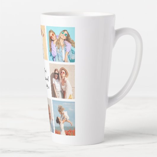 独自の8つのフォトコラージュを作成するあいさつ文を追加 カフェラテマグ (右)