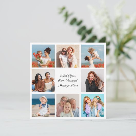 独自の8つのフォトコラージュを作成するあいさつ文を追加 カード (スタンド正面)