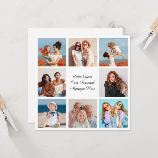 独自の8つのフォトコラージュを作成するあいさつ文を追加 カード (正面/裏面インサイチュ)