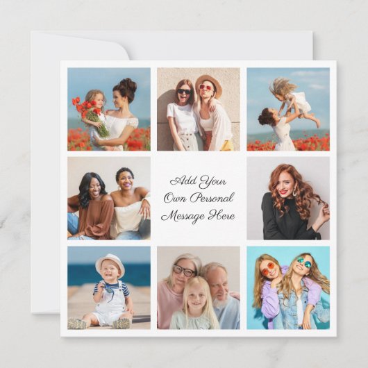独自の8つのフォトコラージュを作成するあいさつ文を追加 カード (正面)