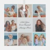 独自の8つのフォトコラージュを作成するあいさつ文を追加 ガラスオーナメント (正面)