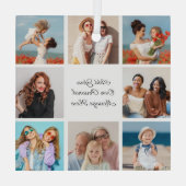 独自の8つのフォトコラージュを作成するあいさつ文を追加 ガラスオーナメント (裏面)