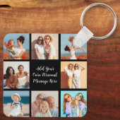 独自の8つのフォトコラージュを作成するあいさつ文を追加 キーホルダー (裏面)