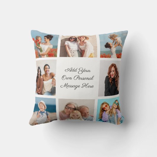 独自の8つのフォトコラージュを作成するあいさつ文を追加 クッション (裏面)