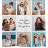 独自の8つのフォトコラージュを作成するあいさつ文を追加 シャワーカーテン (正面)