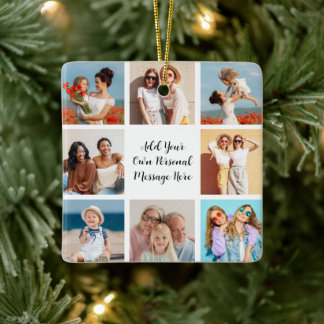 独自の8つのフォトコラージュを作成するあいさつ文を追加 セラミックオーナメント
