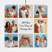 独自の8つのフォトコラージュを作成するあいさつ文を追加 セラミックオーナメント (裏面)