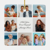 独自の8つのフォトコラージュを作成するあいさつ文を追加 セラミックオーナメント (裏面)