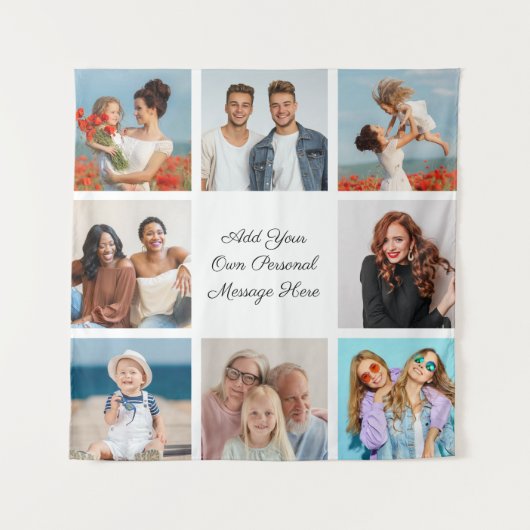 独自の8つのフォトコラージュを作成するあいさつ文を追加 タペストリー (正面)