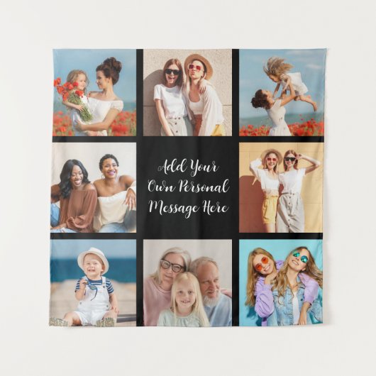独自の8つのフォトコラージュを作成するあいさつ文を追加 タペストリー (正面)