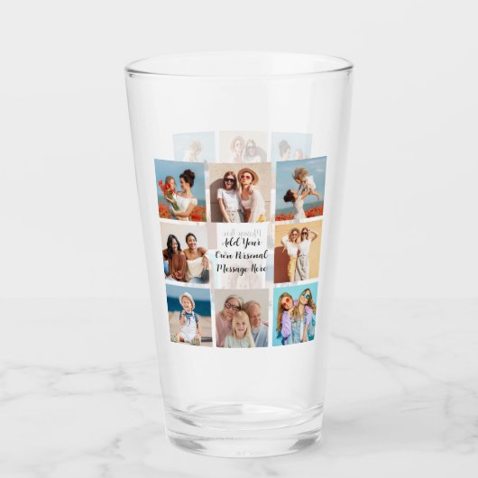 独自の8つのフォトコラージュを作成するあいさつ文を追加 タンブラーグラス (正面)