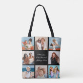 独自の8つのフォトコラージュを作成するあいさつ文を追加 トートバッグ (裏面)