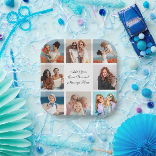 独自の8つのフォトコラージュを作成するあいさつ文を追加 ペーパープレート (パーティー)