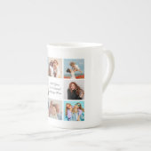 独自の8つのフォトコラージュを作成するあいさつ文を追加 ボーンチャイナマグカップ (正面右)