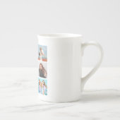 独自の8つのフォトコラージュを作成するあいさつ文を追加 ボーンチャイナマグカップ (右)