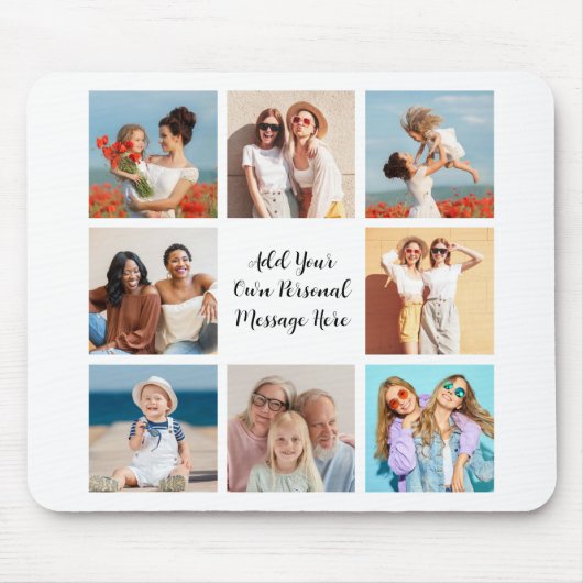 独自の8つのフォトコラージュを作成するあいさつ文を追加 マウスパッド (正面)