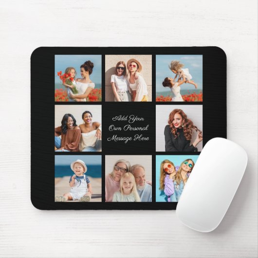 独自の8つのフォトコラージュを作成するあいさつ文を追加 マウスパッド (マウス)