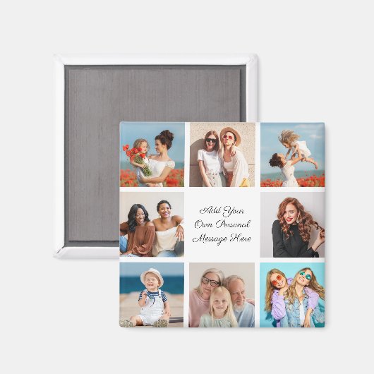 独自の8つのフォトコラージュを作成するあいさつ文を追加 マグネット (正面/裏面)