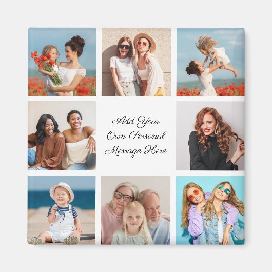 独自の8つのフォトコラージュを作成するあいさつ文を追加 マグネット (正面)