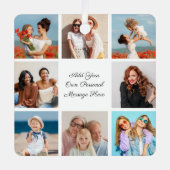 独自の8つのフォトコラージュを作成するあいさつ文を追加 メタルオーナメント (正面)