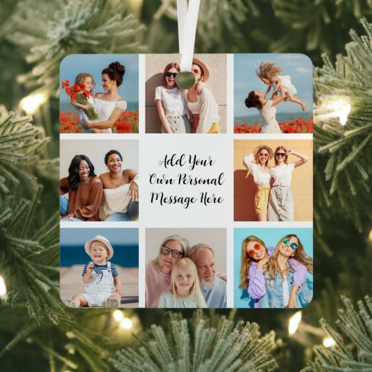 独自の8つのフォトコラージュを作成するあいさつ文を追加 メタルオーナメント (インサイチュ)