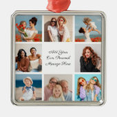 独自の8つのフォトコラージュを作成するあいさつ文を追加 メタルオーナメント (正面)