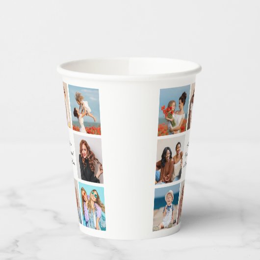 独自の8つのフォトコラージュを作成するあいさつ文を追加 紙コップ (左)