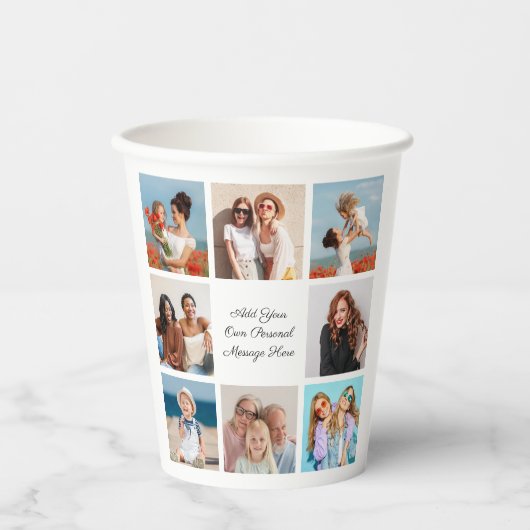 独自の8つのフォトコラージュを作成するあいさつ文を追加 紙コップ (正面)