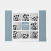 独自の8つのフォトコラージュを作成する家族の名前デニム ドアマット (正面)