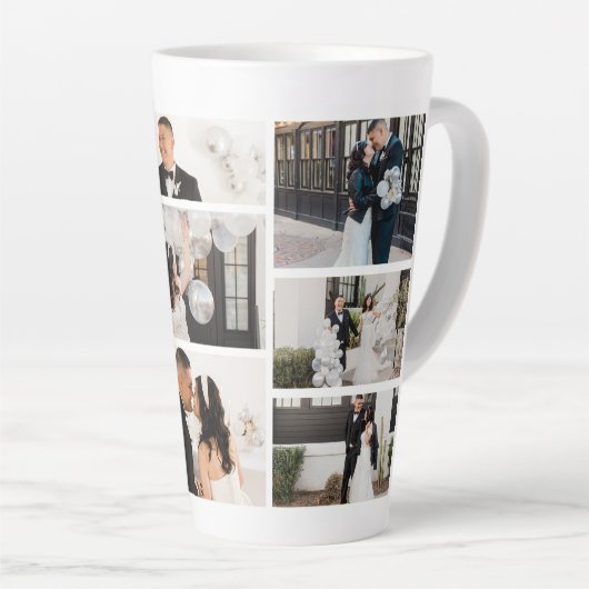 独自の8つのフォトコラージュを作成する カフェラテマグ (右アングル)