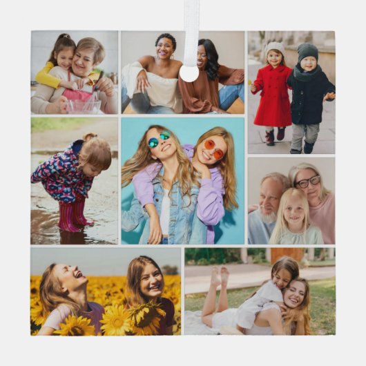 独自の8つのフォトコラージュを作成する ガラスオーナメント (裏面)