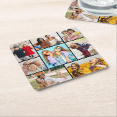 独自の8つのフォトコラージュを作成する スクエアペーパーコースター (アングル)