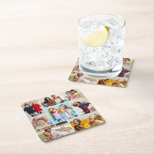 独自の8つのフォトコラージュを作成する スクエアペーパーコースター (インサイチュ)