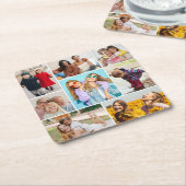 独自の8つのフォトコラージュを作成する スクエアペーパーコースター (アングル)