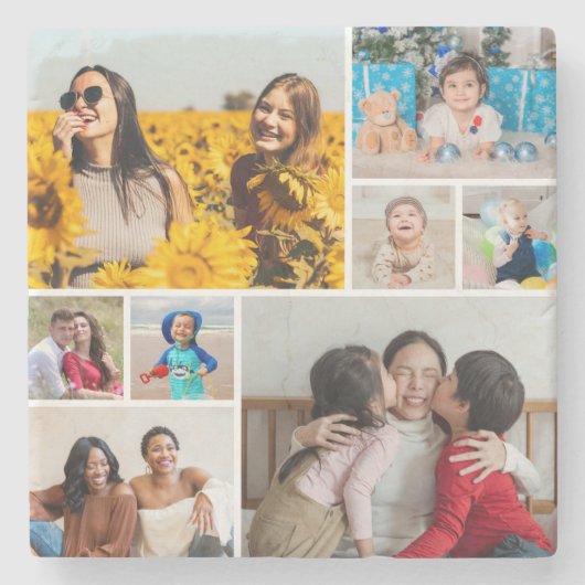 独自の8つのフォトコラージュを作成する ストーンコースター (正面)