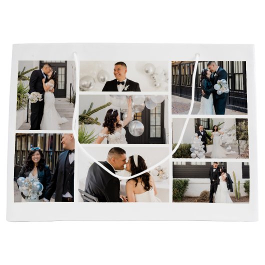 独自の8つのフォトコラージュを作成する ラージペーパーバッグ (正面)