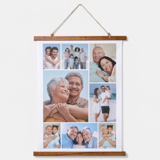 独自の8つのフォトコラージュを作成する 吊り下げ型タペストリー (正面)