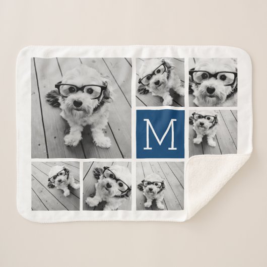 独自の8つのフォトコラージュを追加 – カラーを編集できる シェルパブランケット (正面(横))